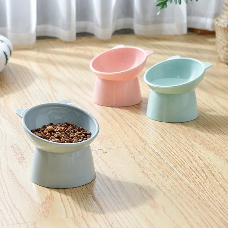 Tall Cat Bowl Dog Bowl Anti-dumping 45°Neck Guard Cat Pet Water Bowl Binaural Pet Feeding Cup Pet Feeding Bowl