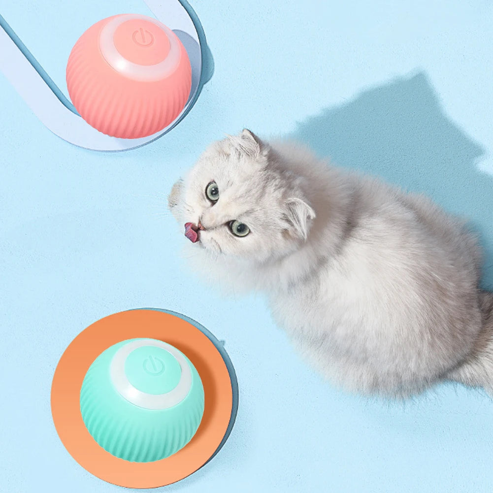 USB Rechargeable Electronic Pet Cat Toy Ball Pet Supplies Interactive Pet Ball Toy for Puppy Birthday Gift for Indoor Cat Kitten