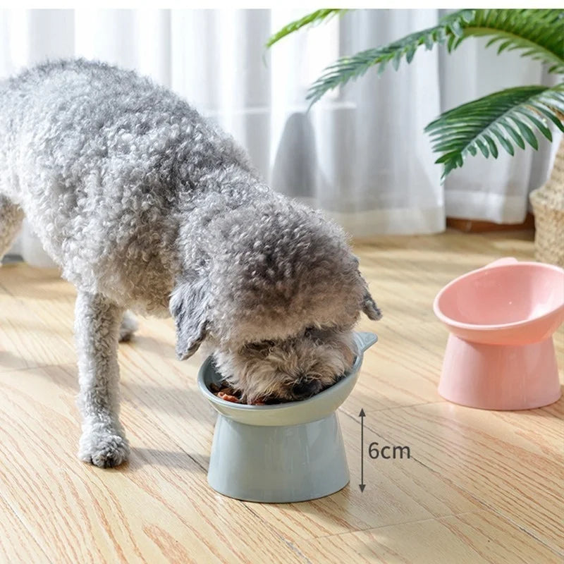 Tall Cat Bowl Dog Bowl Anti-dumping 45°Neck Guard Cat Pet Water Bowl Binaural Pet Feeding Cup Pet Feeding Bowl